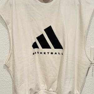 Adidas One BB SL SS Basketball Cutoff Sleeveless Sweatshirt Size XL White IA3417